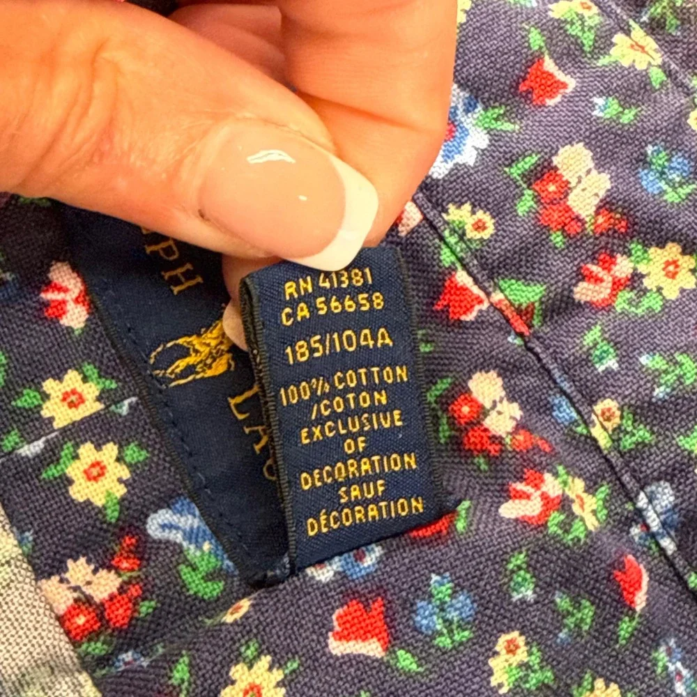 Polo Ralph Lauren Floral Print Button Front Shirt Navy Men's Size X-Large